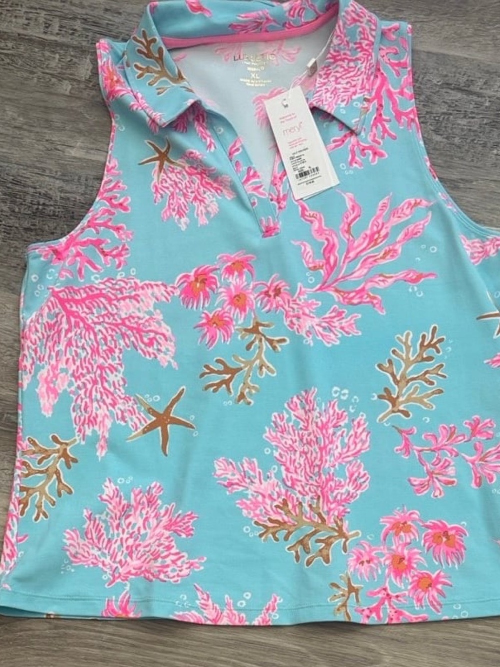 Lilly Pulitzer size XL Alistair Polo sleeveless royal coral NWT